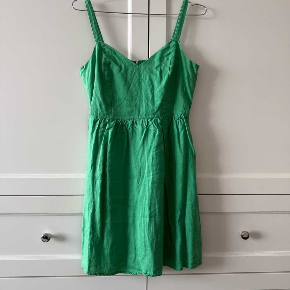 Cynthia Rowley kelly green 100% Linen Dress